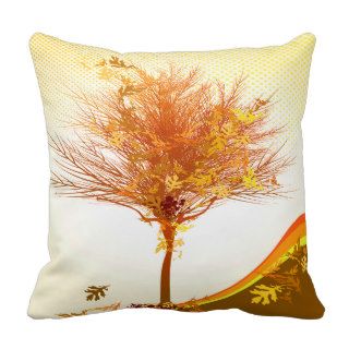 Autumn Tree In Fall Colors Throw Pillows