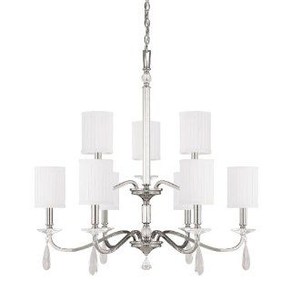 Capital Lighting 4489PN 573 CR Alisa 9 Light Chandelier, Polished Nickel Finish with Decorative Shades and Clear Crystal Accents    