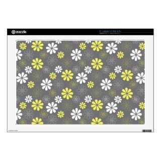 Grey and Yellow Flower Pattern Laptop Decals