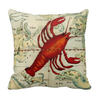 Pisces Cancer Fish Lobster Sea Astrology Astronomy Throw Pillow