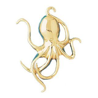 14K Yellow Gold Octopus Pendant Jewelry