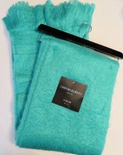 Woven Throw Blanket Designer Cynthia Rowley Teal Blue with Fringe 50 x 70   Cashmere Throw Blanket
