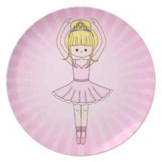 Pretty Little Cartoon Ballerina Girl in Pink Plates