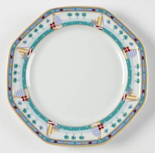 Studio Nova Emerald Coast Salad Plate, Fine China Dinnerware   Sailboats & Palm
