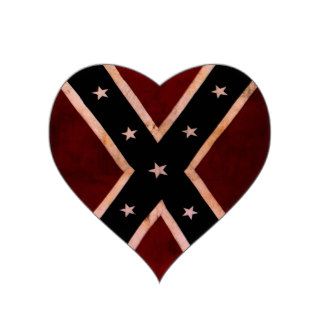 Confederate Rebel Flag distressed grunge Heart Stickers