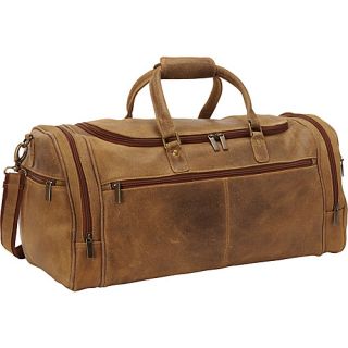 Distressed Leather Overnighter Duffel Tan   Le Donne Leather Al