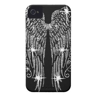 Bling Black and White Angel Wings iPhone 4 Cover
