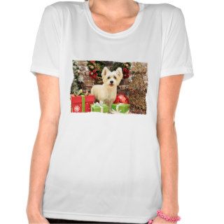 Christmas   Jack Russell Westie X Breed   Lady Tshirts