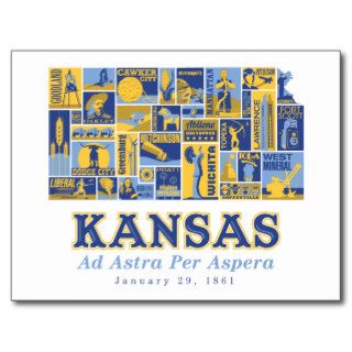 Kansas   Ad Astra Per Aspera   Postcard