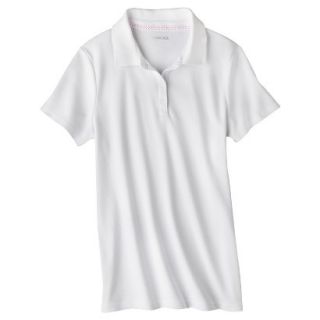 Cherokee Juniors School Uniform Short Sleeve Interlock Polo   True White XL