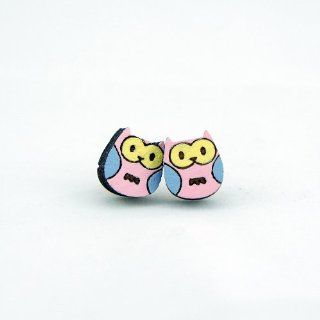 Cuttie Owl Wooden Stud Earrings  Other Products  