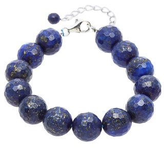Pearlz Ocean Sterling Silver Lapis Lazuli Faceted Bead Bracelet Pearlz Ocean Gemstone Bracelets