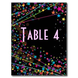 Neon Lights Sweet 16 Club Party Table Number Card Postcard