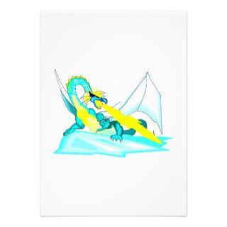 Fantasy Fire Breathing Teal Dragon Personalized Announcements