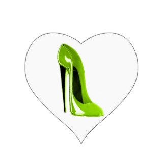 Lime Green Stiletto Shoe Heart Sticker