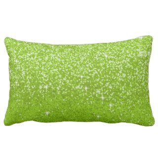 Diamond Bling Glitter, Shiny Color  Lime Green Pillows