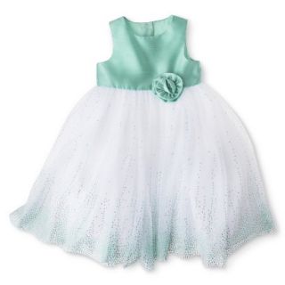 Cherokee Infant Toddler Girls Sleeveless Glitter Empire Dress   Aqua 2T