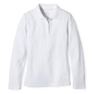 Cherokee Girls School Uniform Long Sleeve Polo   White M