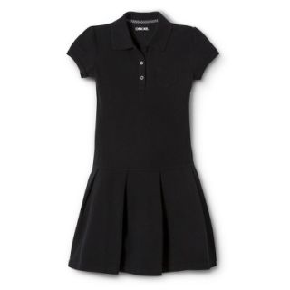 Cherokee Girls School Uniform Short Sleeve Knit Tennis Dress   Ebony XS