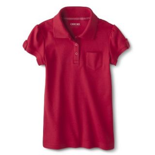 Cherokee Girls School Uniform Interlock Fashion Polo   Red Pop XL
