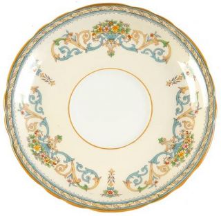 John Aynsley Henley (Scalloped,Yellow Trim) Saucer for Cream Soup Bowl, Fine Chi