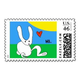 Cute Bunny Postage Stamp Say HI