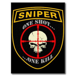 Sniper Skull Patch   Textured Postcard