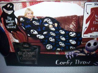 Nightmare Before Christmas Jack and Blue Bats Comfy Throw   Throw Blankets