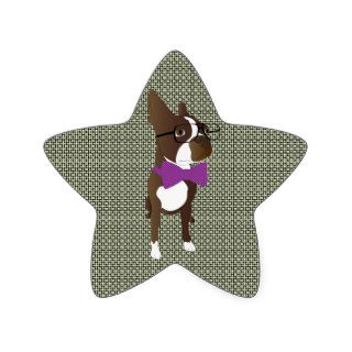 Hipster Boston Terrier Star Stickers
