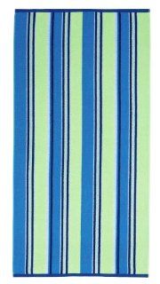 Sherborne Blue Green Stripe by Cotton Craft   Terry Jacquard Beach Towel 30x60   400 grams 100% Pure Ringspun Cotton   Brilliant intense vibrant colors   Highly absorbent easy care machine wash   Use for picnic poolside or as a colorful bath towel  