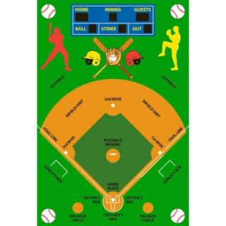 LA Rug Inc. Fun Time Baseball Field Multi Colored 39 in. x 58 in. Area Rug FT 122 3958