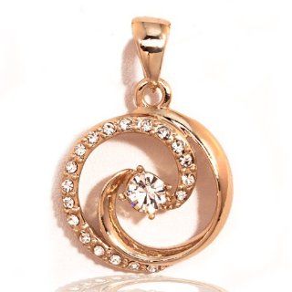 18k Gold Plated Spiral Pendant with Rhinestones 0.5 microns over brass(Pendant Only) Jewelry