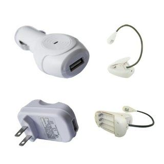 White Car Charger + Wall Home Charger + Ebook reading Light for Dell Streak 7 By Skque Cell Phones & Accessories