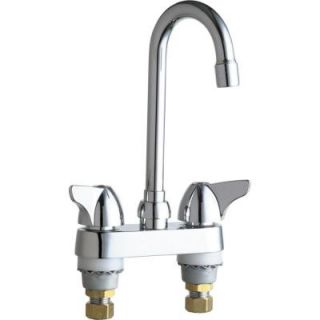 Chicago Faucets 4 in. Centerset 2 Handle Mid Arc Bathroom Faucet in Chrome with 3 1/2 in. Rigid/Swing Gooseneck Spout 1895 ABCP