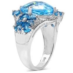 Malaika Sterling Silver 9 7/8ct TGW Blue Topaz Ring Malaika Gemstone Rings