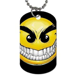 Creepy sinister Smiley Face Dog Tag with 30" chain necklace Great Gift Idea 
