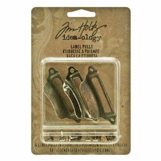 Metal Label Pulls with Fasteners by Tim Holtz Idea ology, 6 per Pack, 1 3/16 x 2 1/4 Inches, Antique Finishes, TH93015