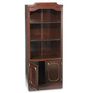 Governor s Series Bookcase With Doors, 3 Shelves, 30w x 14d x 74h, Mahogany  