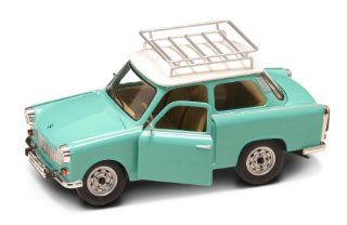 Trabant 601 S de Luxe, green/white, with roof rack , Model Car, Ready made, Yat Ming 124 Yat Ming Toys & Games