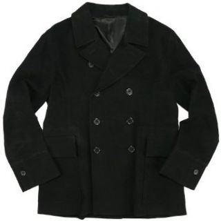 French Connection Melton Cotton Peacoat, Black, 42 (Large) at  Mens Clothing store