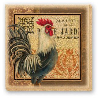 CounterArt Maison Rooster Design Natural Sandstone Absorbent Coasters, Set of 4 Kitchen & Dining