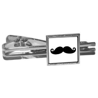 Curly Mustache Funny Square Tie Bar Clip Clasp Tack   Silver   Other Products