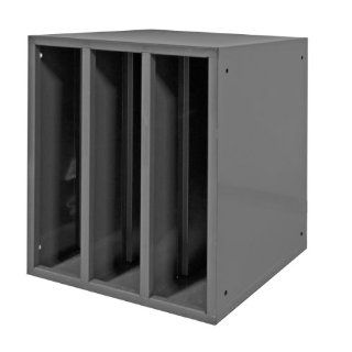 Durham 583 95 Heavy Duty Cold Rolled Steel Hydraulic Hose Cabinet with 2 Dividers, 24 1/8" Length x 21 9/16" Width x 24" Height, Gray Powder Coat Finish Science Lab Cabinets