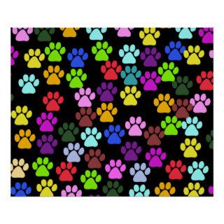 Dog Paws Trails Pawprints Red Blue Green Yellow