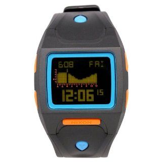 NIXON Men's A530 584 Plastic Analog Black/Sky Blue/Orange Dial Watch at  Men's Watch store.