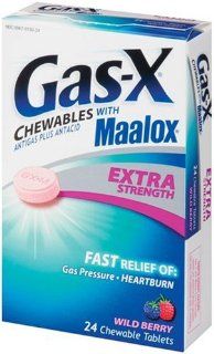 Gas X with Maalox AntiGas Plus Antacid, Extra Strength, Wild Berry, Fast Tabs, 24 Count Health & Personal Care
