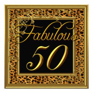 Womans Fabulous 50th Birthday Party Wild Personalized Announcement