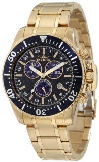 Invicta Men's 11288 Pro Diver Chronograph Black Carbon Fiber Dial 18k Gold Ion Plated Stainless Steel Watch Invicta Watches