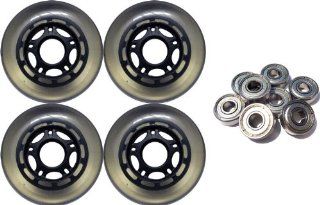 4 Pack Concrete Inline Skate Wheels 80mm 82a Clr/Blk 608 Hub + 7s Bearings  Inline Skate Replacement Wheels  Sports & Outdoors