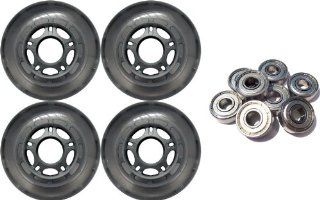 4 Pack Outdoor Inline Skate Wheels 80mm 82a Clear 608 Hub + 9s Bearings  Inline Skate Replacement Wheels  Sports & Outdoors